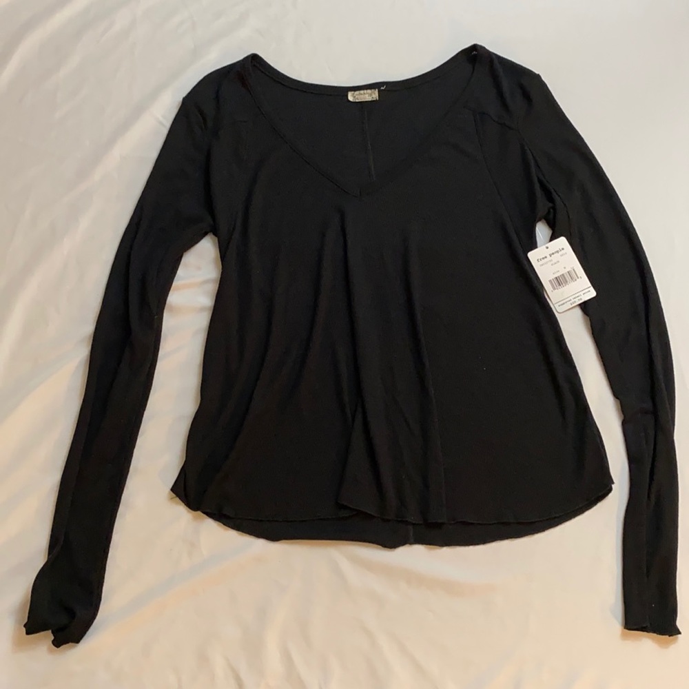 Free People Intimately long sleeve black top. M-NWT